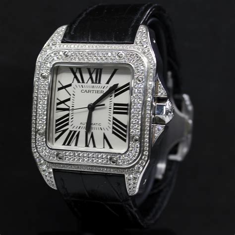 cartier santos diamond dial replica uk|cartier santos watch lookup.